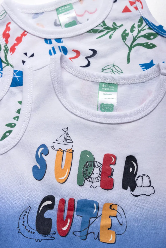 2 Pack Super Cute Ombre Sleeveless T-Shirts White