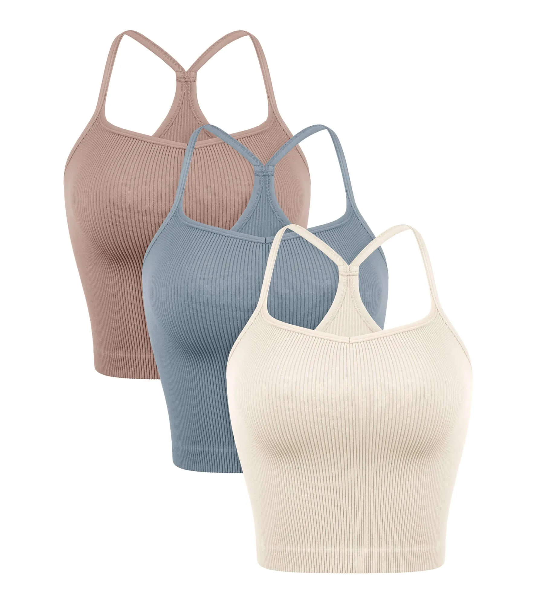 3-Pack Seamless Sweetheart Neck Crop Tank Tops