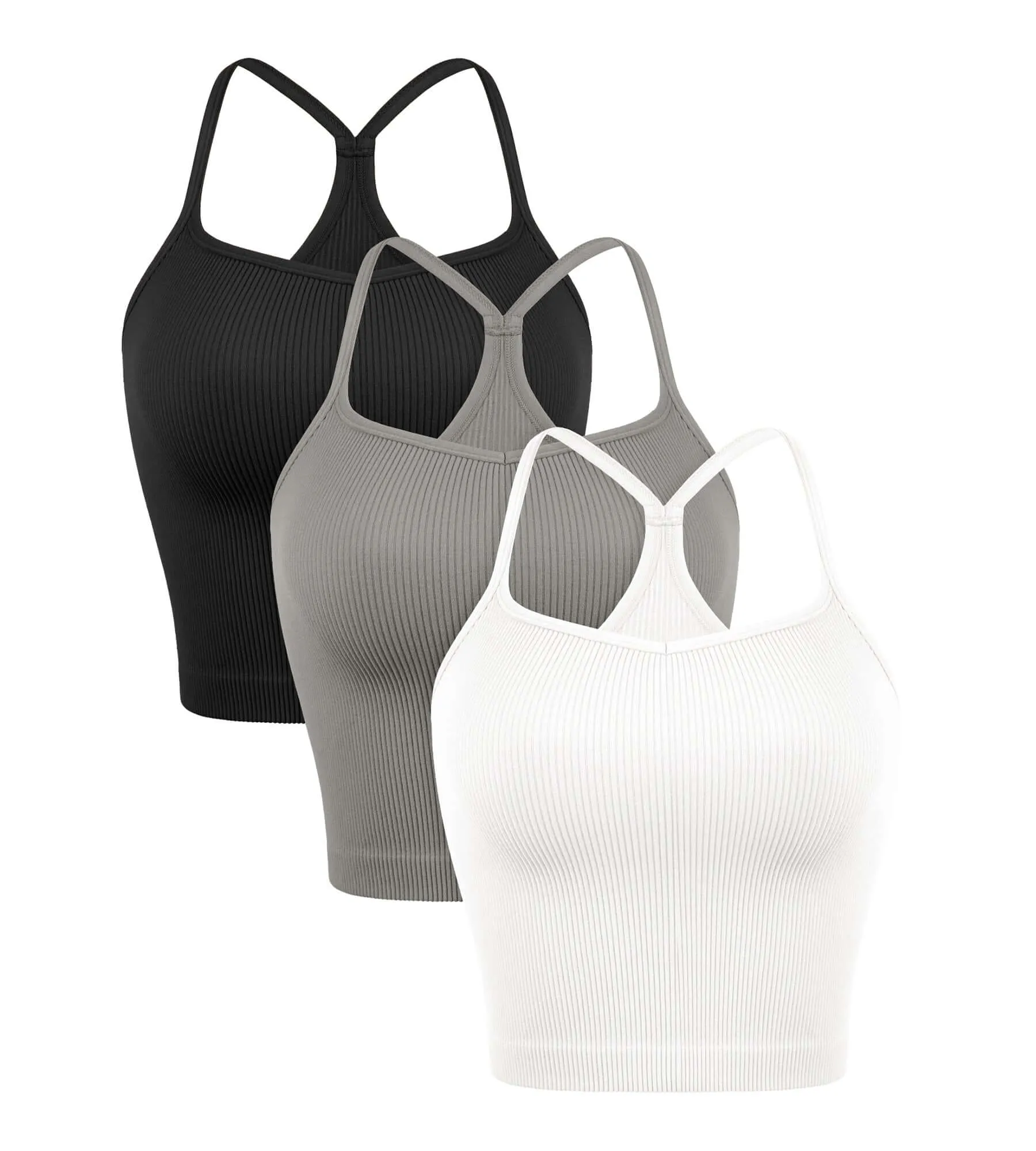 3-Pack Seamless Sweetheart Neck Crop Tank Tops