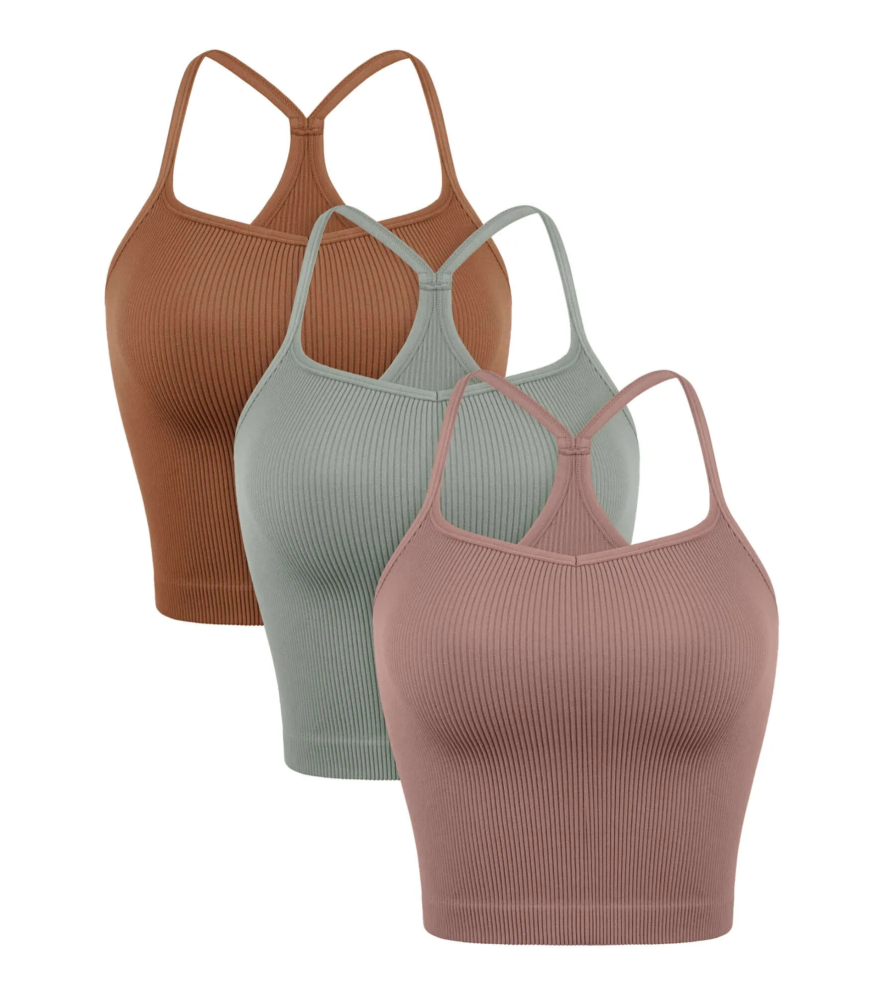 3-Pack Seamless Sweetheart Neck Crop Tank Tops