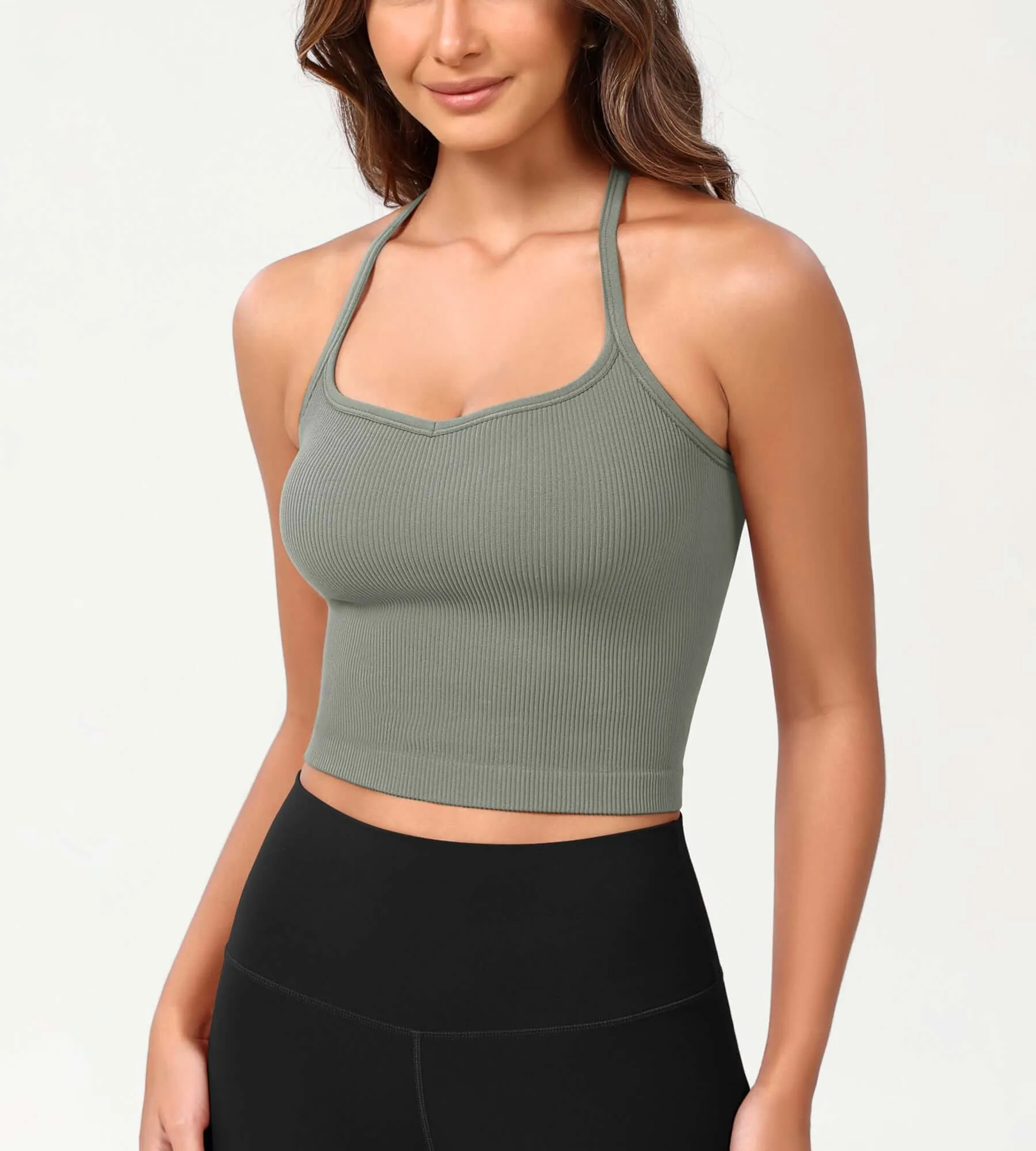 3-Pack Seamless Sweetheart Neck Crop Tank Tops