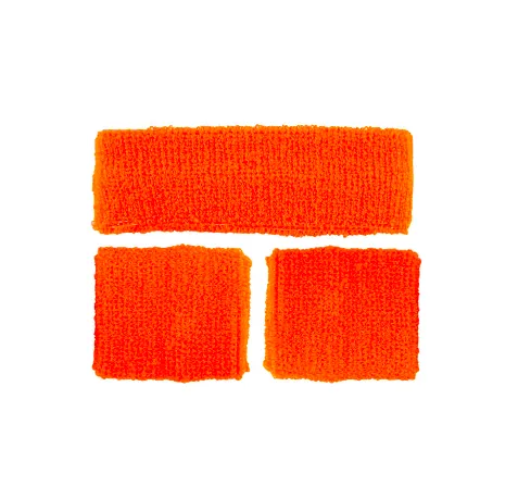 80's Sweatband & Wristbands - Neon Orange