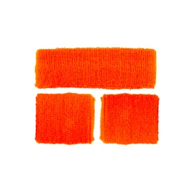 80's Sweatband & Wristbands - Neon Orange