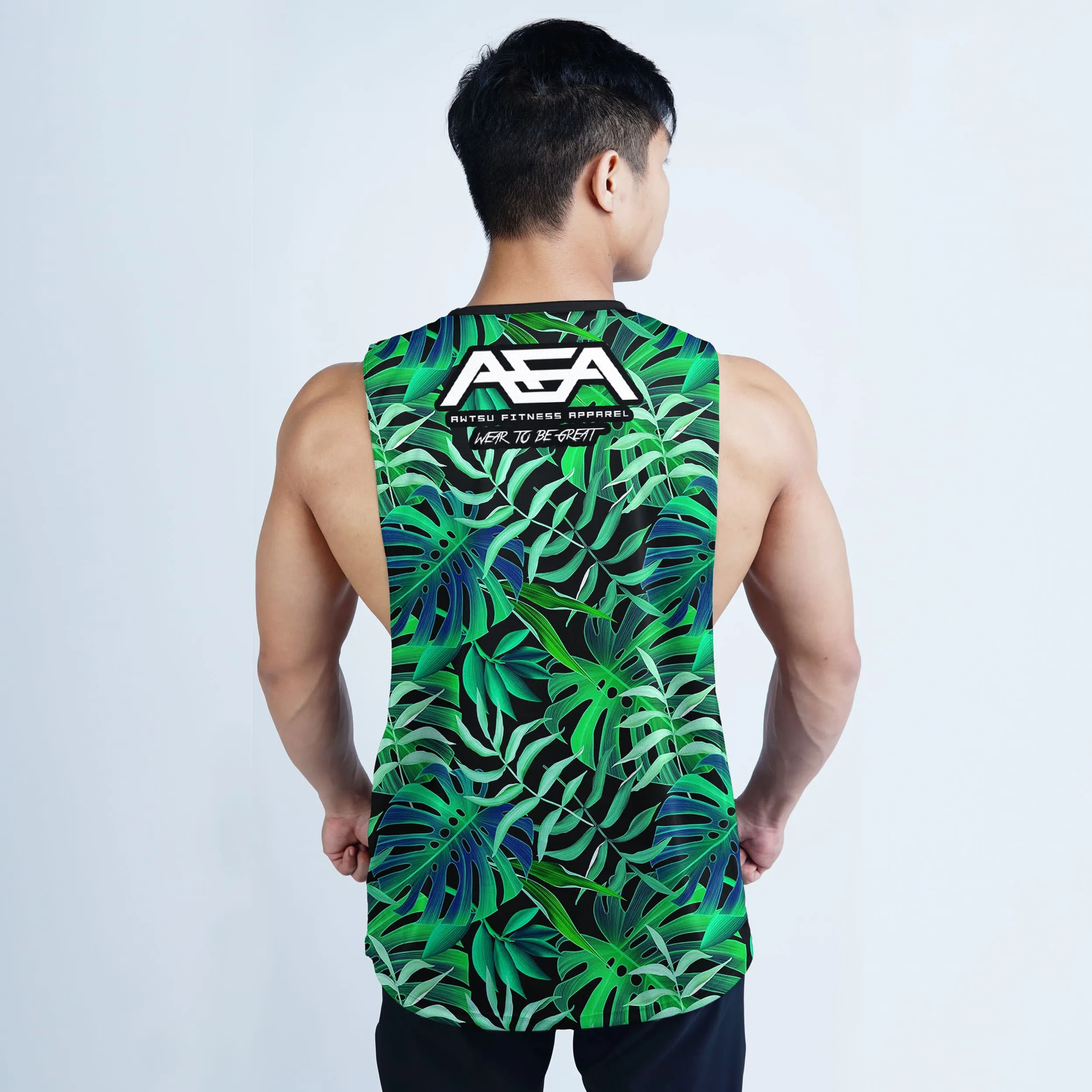 AFA Green Floral Sublimation Openside Tank Top