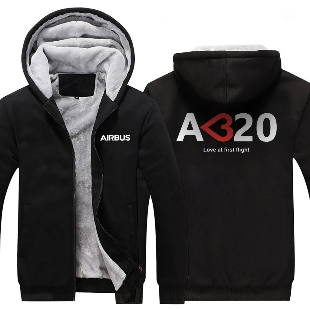 AIRBUS A320 LOVE AT FIRST FLIGHT WINTER THICK ZIP SWEATSHIRTS