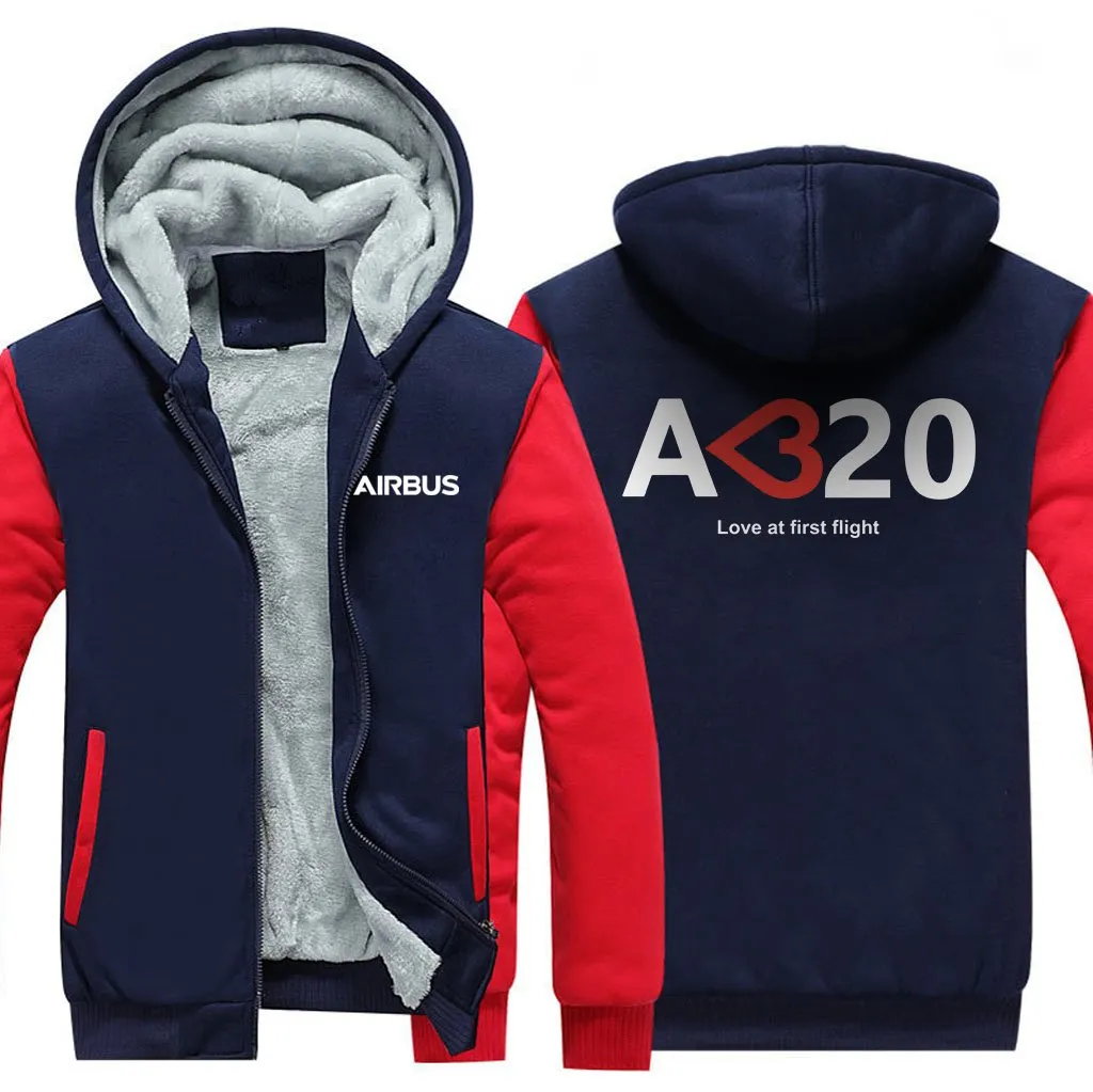 AIRBUS A320 LOVE AT FIRST FLIGHT WINTER THICK ZIP SWEATSHIRTS