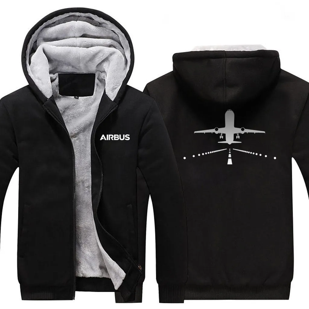 AIRBUS A320 RUNWAY WINTER THICK ZIP SWEATSHIRTS