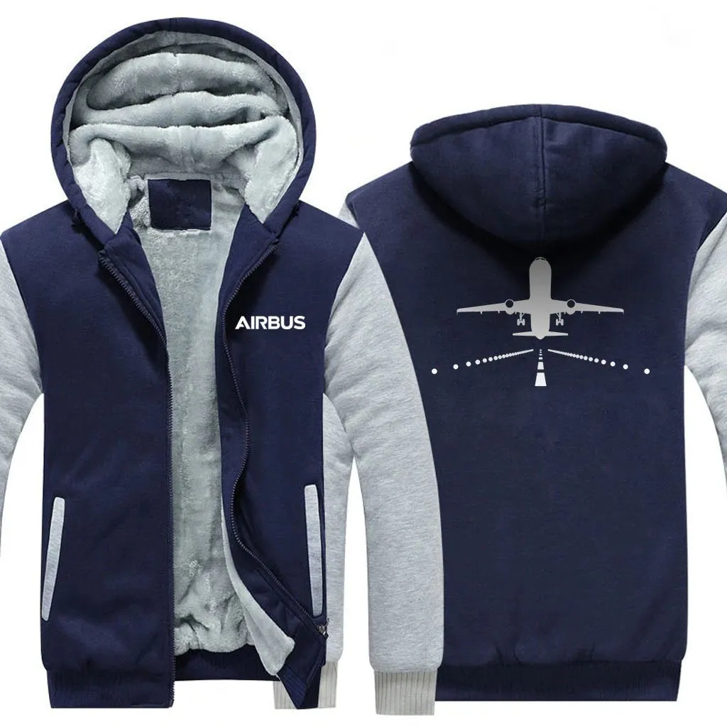 AIRBUS A320 RUNWAY WINTER THICK ZIP SWEATSHIRTS