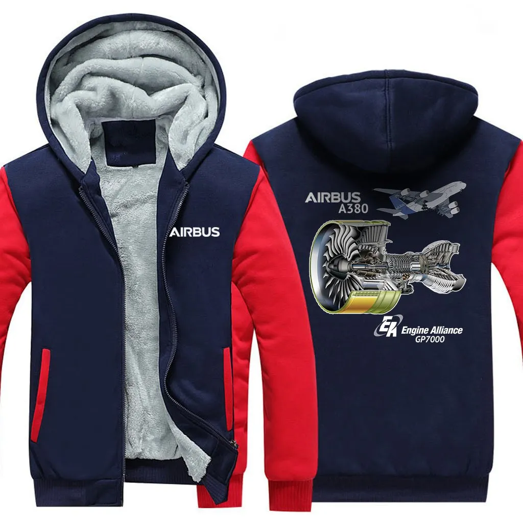 AIRBUS A380 GP7000 WINTER THICK ZIP SWEATSHIRTS