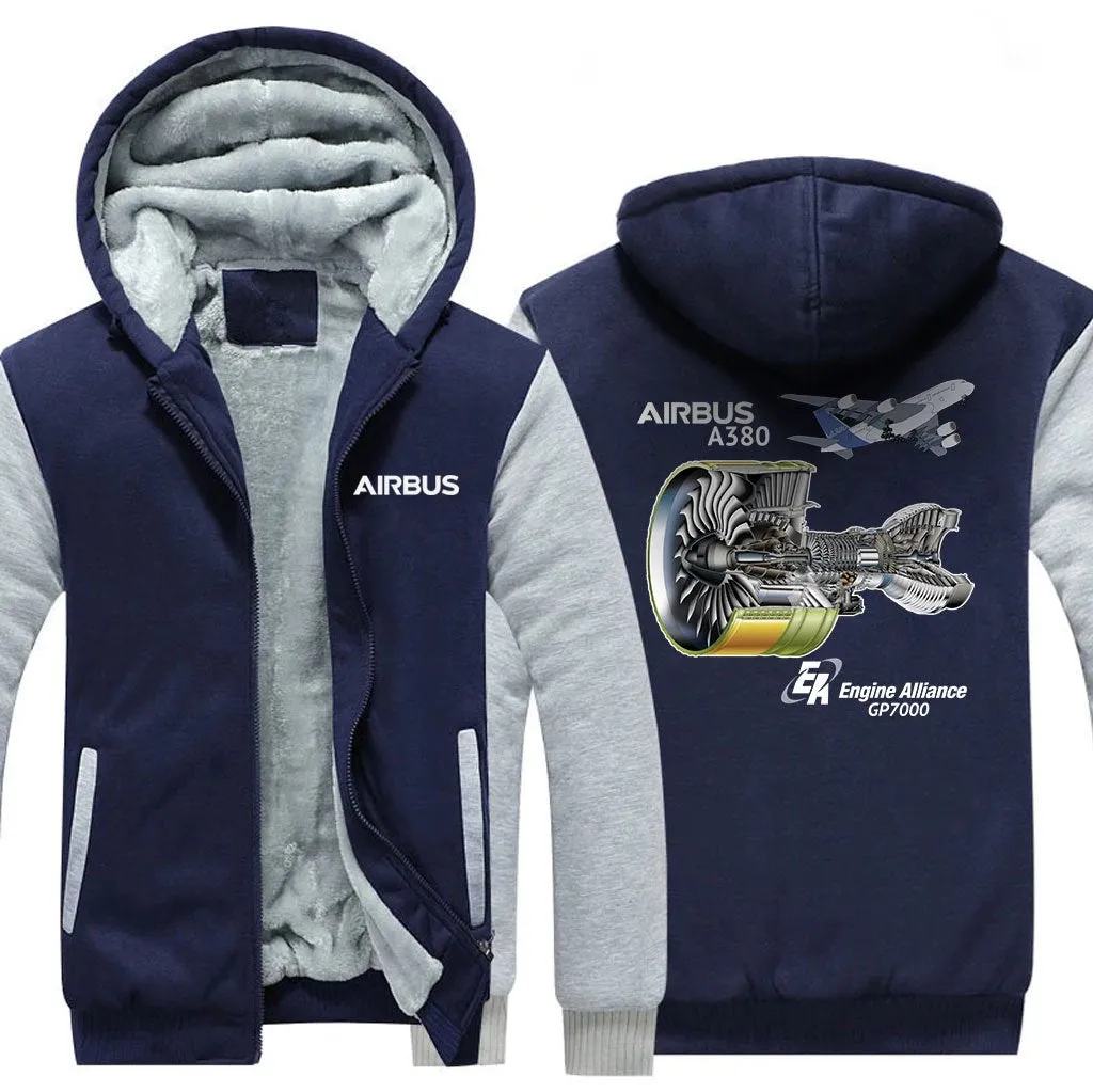AIRBUS A380 GP7000 WINTER THICK ZIP SWEATSHIRTS
