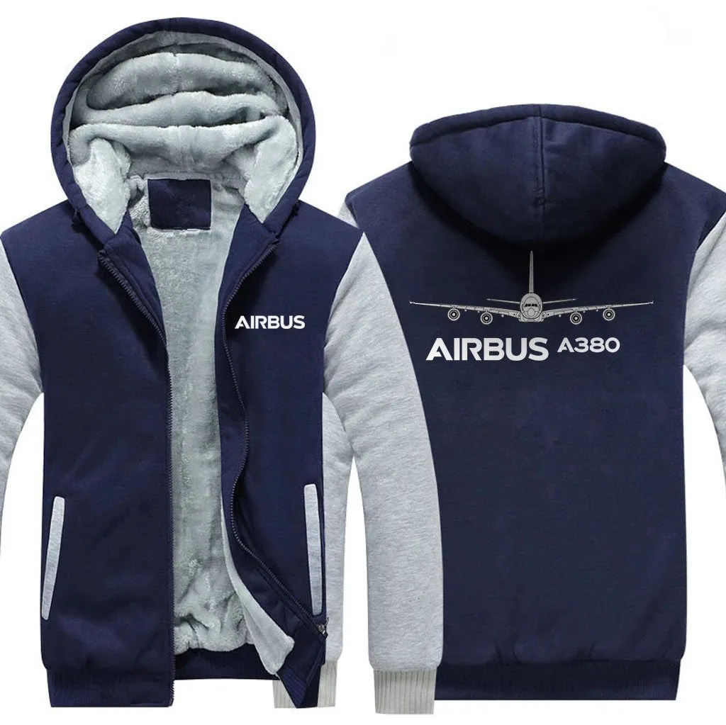 AIRBUS A380 WINTER THICK ZIP SWEATSHIRTS