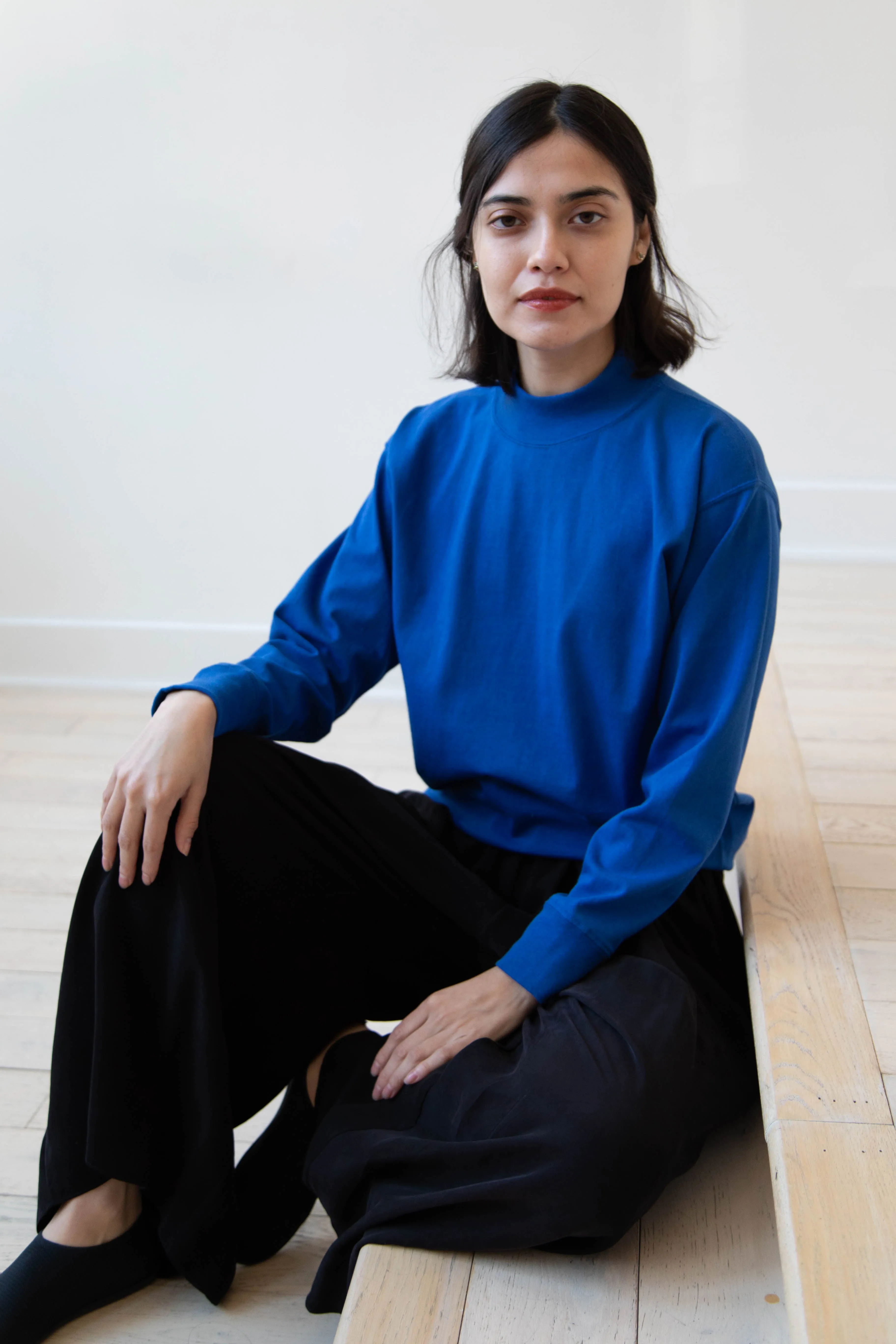 Armen | Mock Neck Long Sleeve in Cobalt