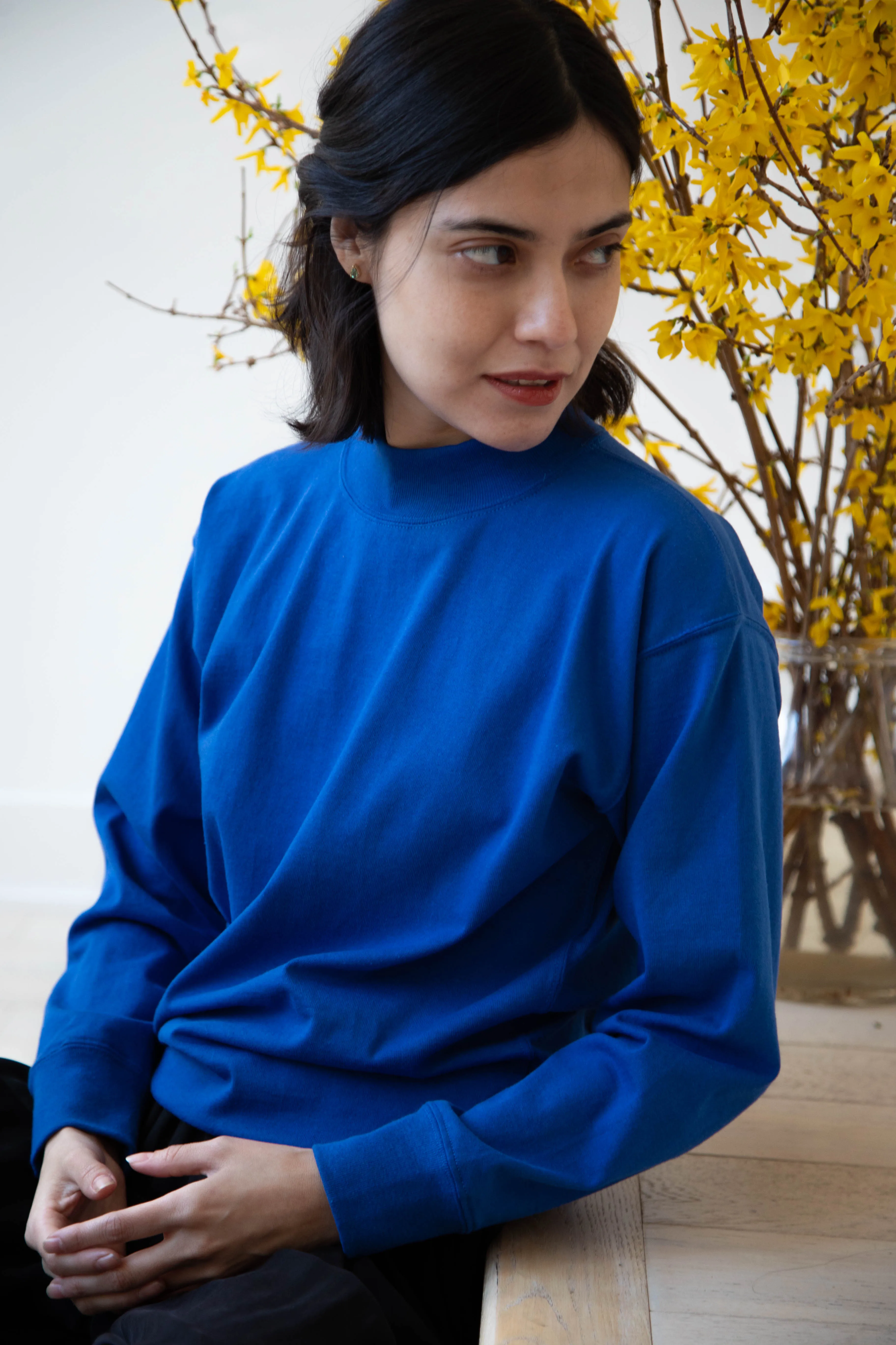 Armen | Mock Neck Long Sleeve in Cobalt