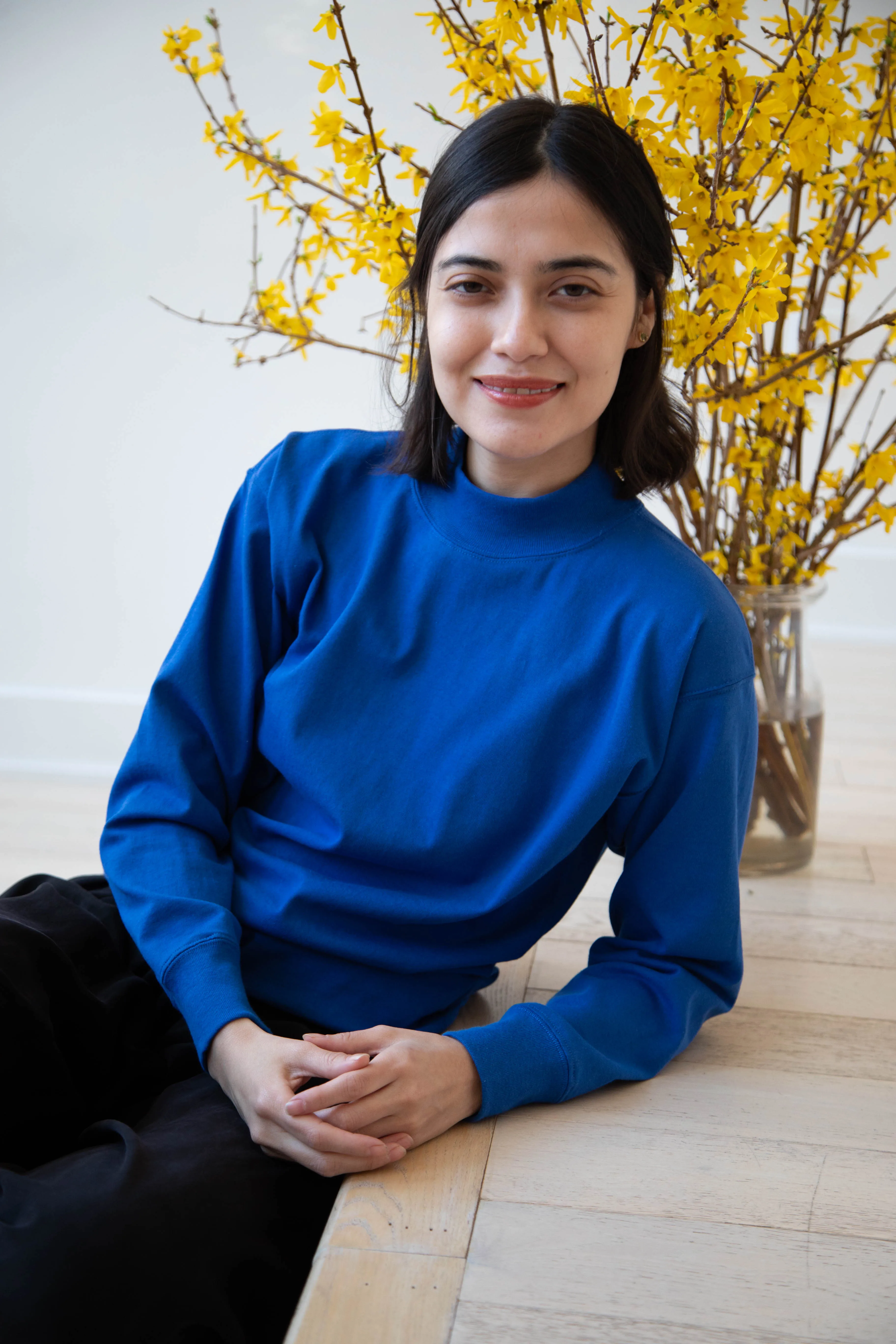 Armen | Mock Neck Long Sleeve in Cobalt