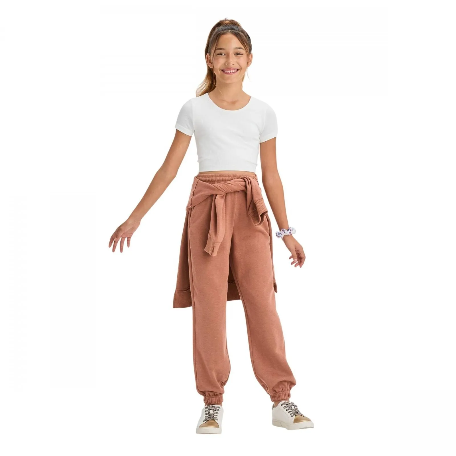 Art Class Girls Short Sleeve Scoop Neck Seamless Cropped Top 89736362