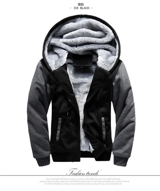 ASALI New Brand Winter Thick Warm Fleece Zipper Coat for Mens