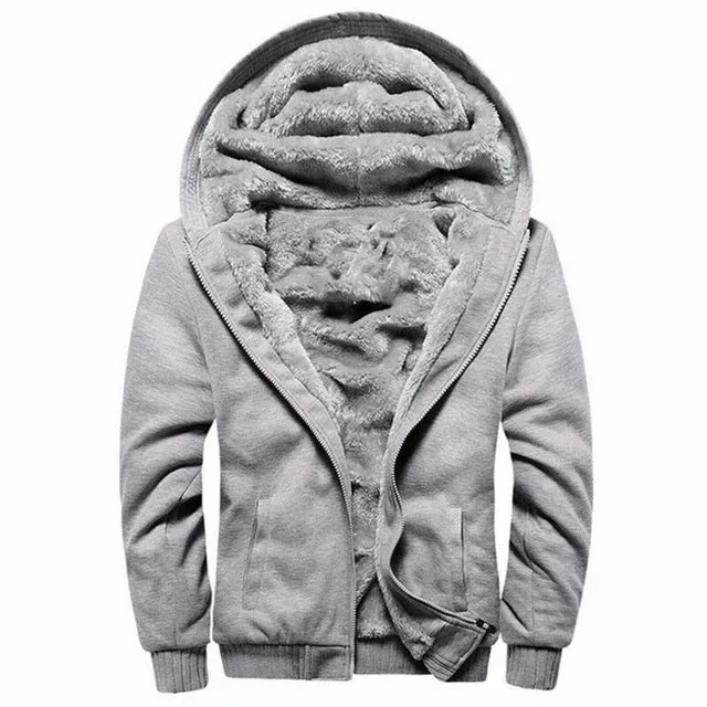 ASALI New Brand Winter Thick Warm Fleece Zipper Coat for Mens