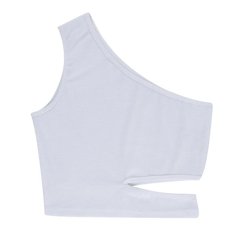 Asymmetrical Slant Shoulder Open Back Vest