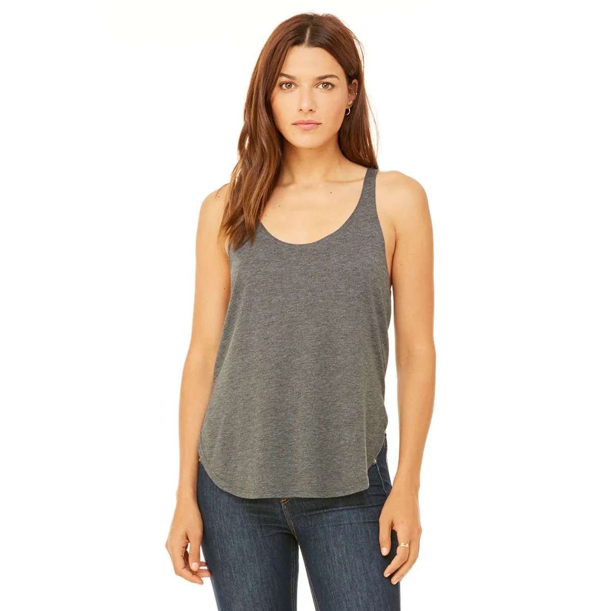 Bella   Canvas Women's Dark Grey Heather Flowy Side Slit Tank