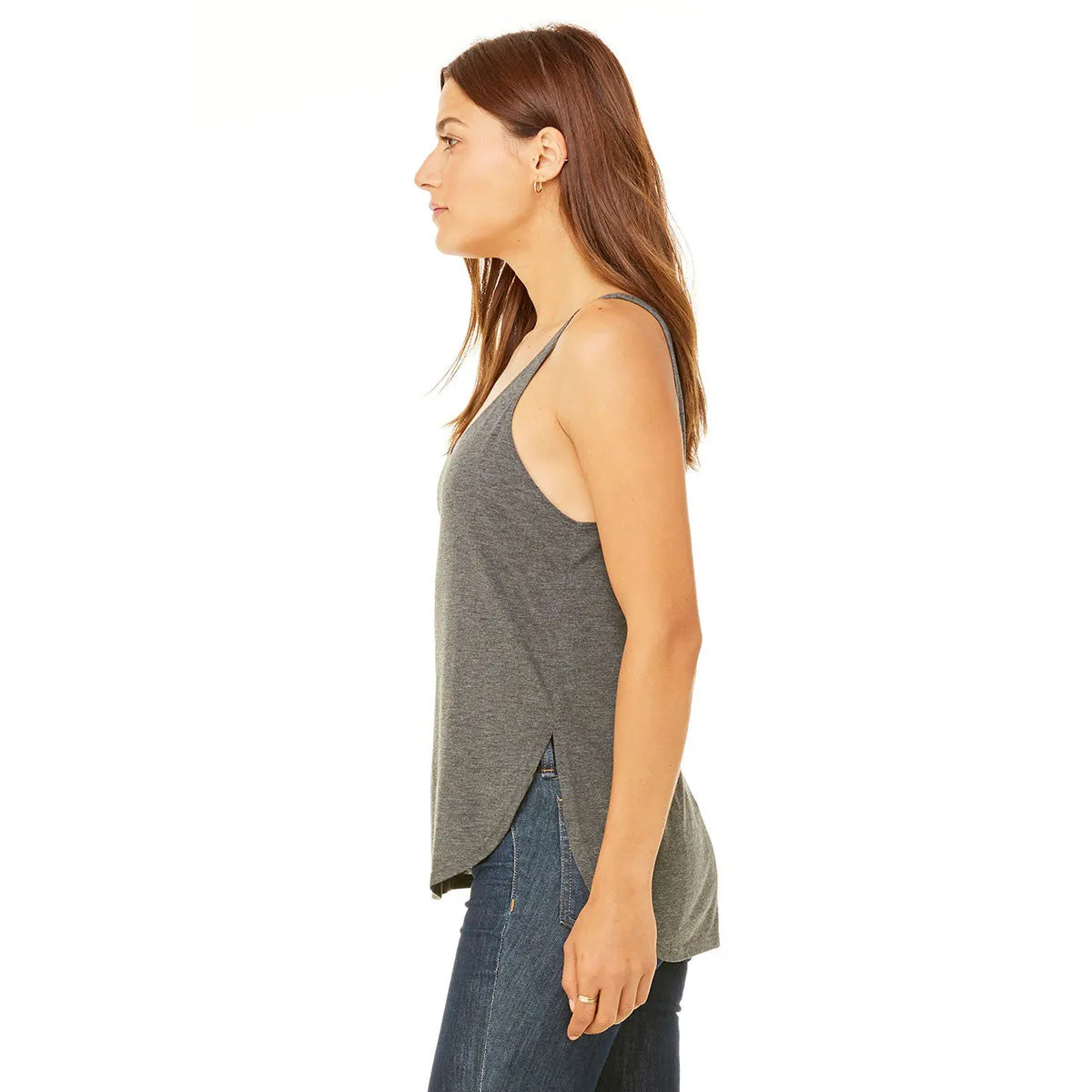 Bella   Canvas Women's Dark Grey Heather Flowy Side Slit Tank