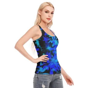 Black & Blue Leaves Racerback Tank Top | 190GSM Cotton up to 3 XL (FWS)