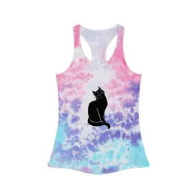 Black Cat Tie Dye Racerback Tank Top