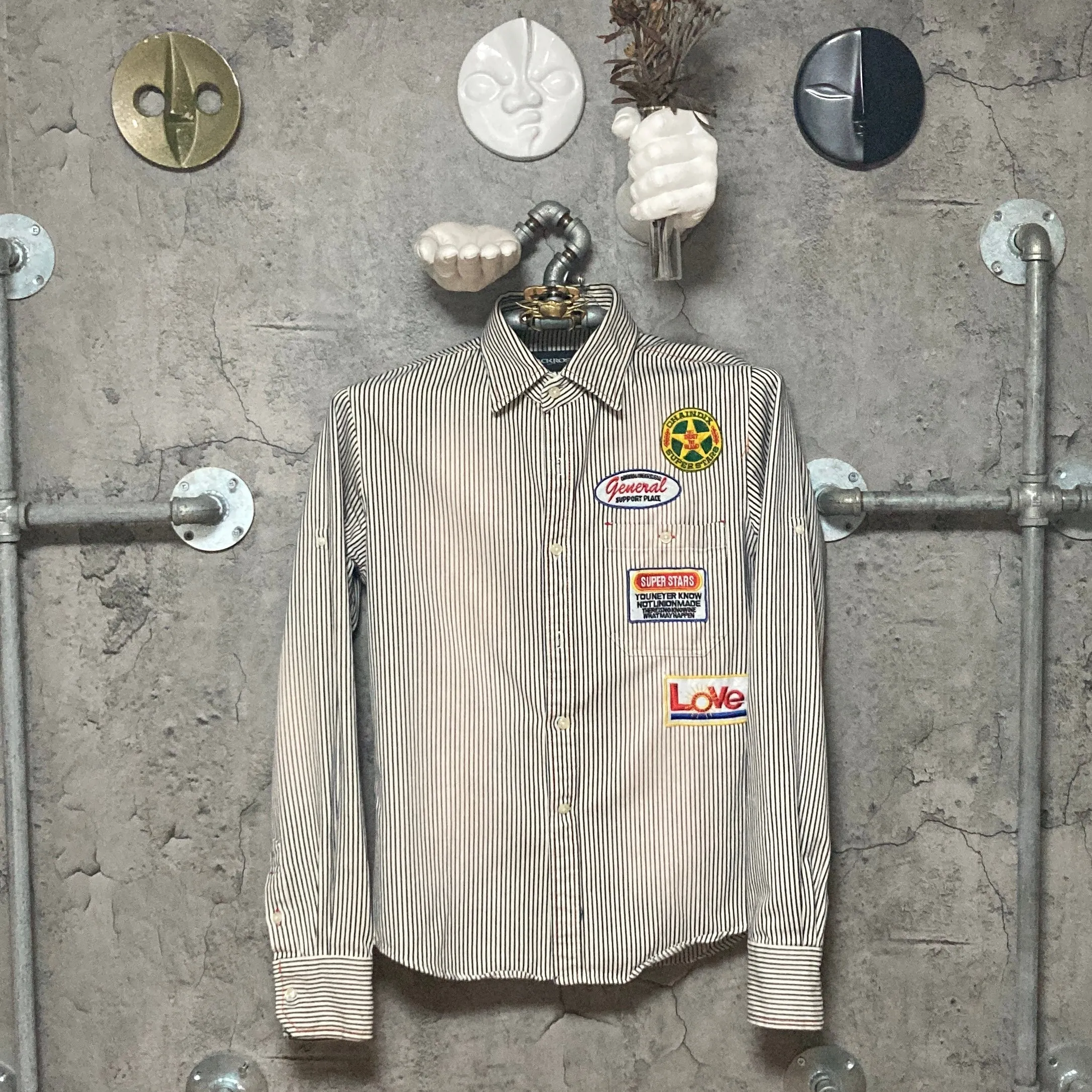 black striped mechanic shirt