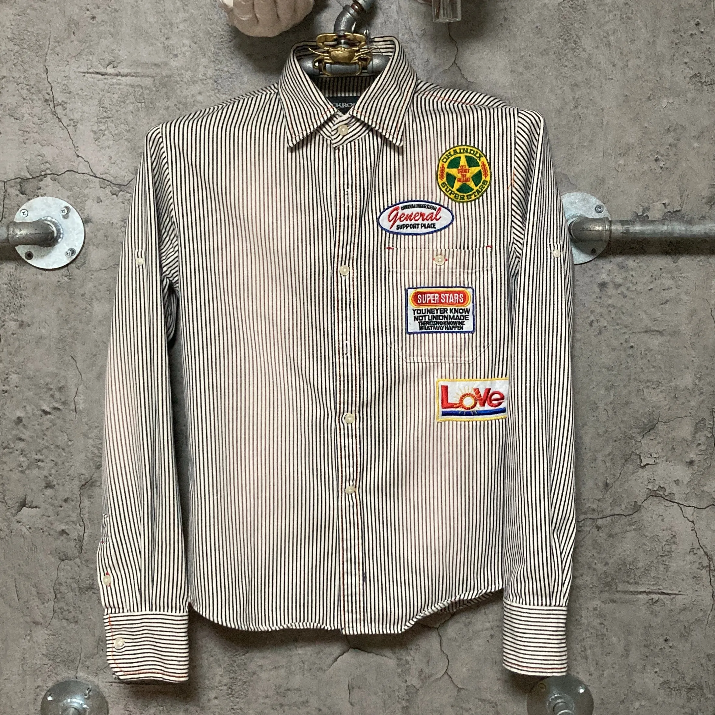 black striped mechanic shirt