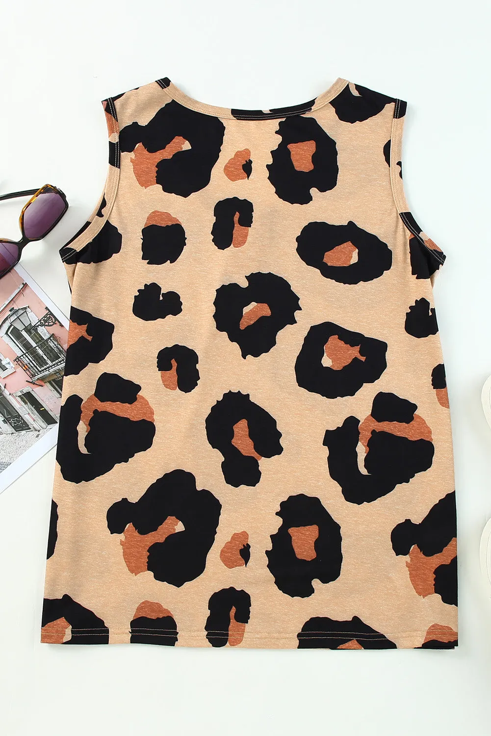 Button Neck Chest Tank Top
