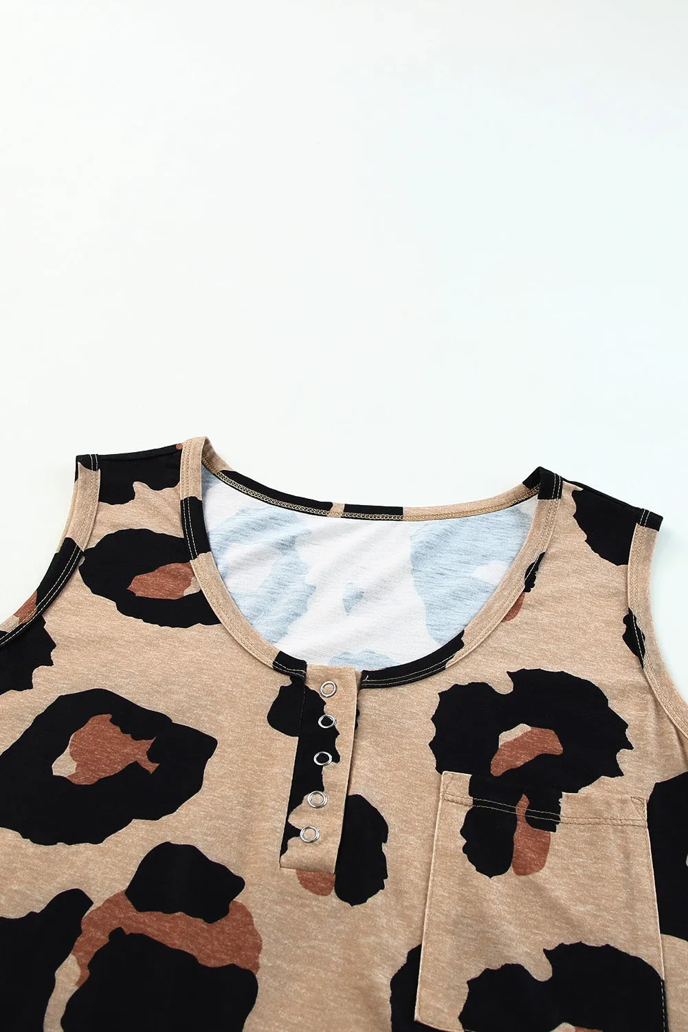 Button Neck Chest Tank Top