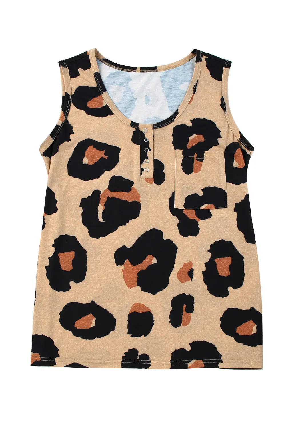 Button Neck Chest Tank Top
