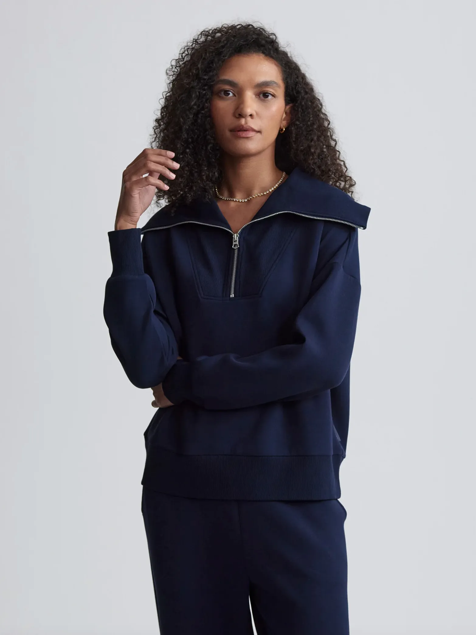 Catherine Half Zip Sweat in Sky Captain