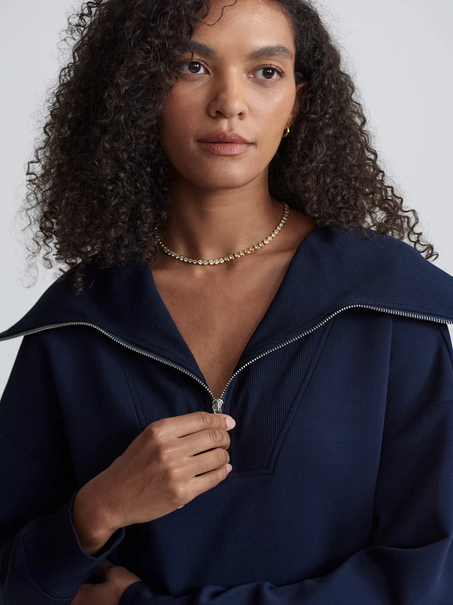 Catherine Half Zip Sweat in Sky Captain