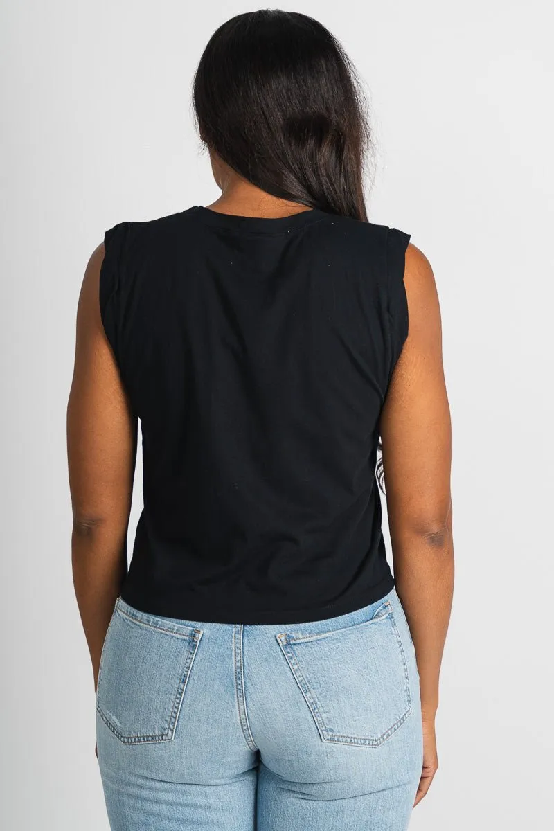 Crew neck muscle tank top black
