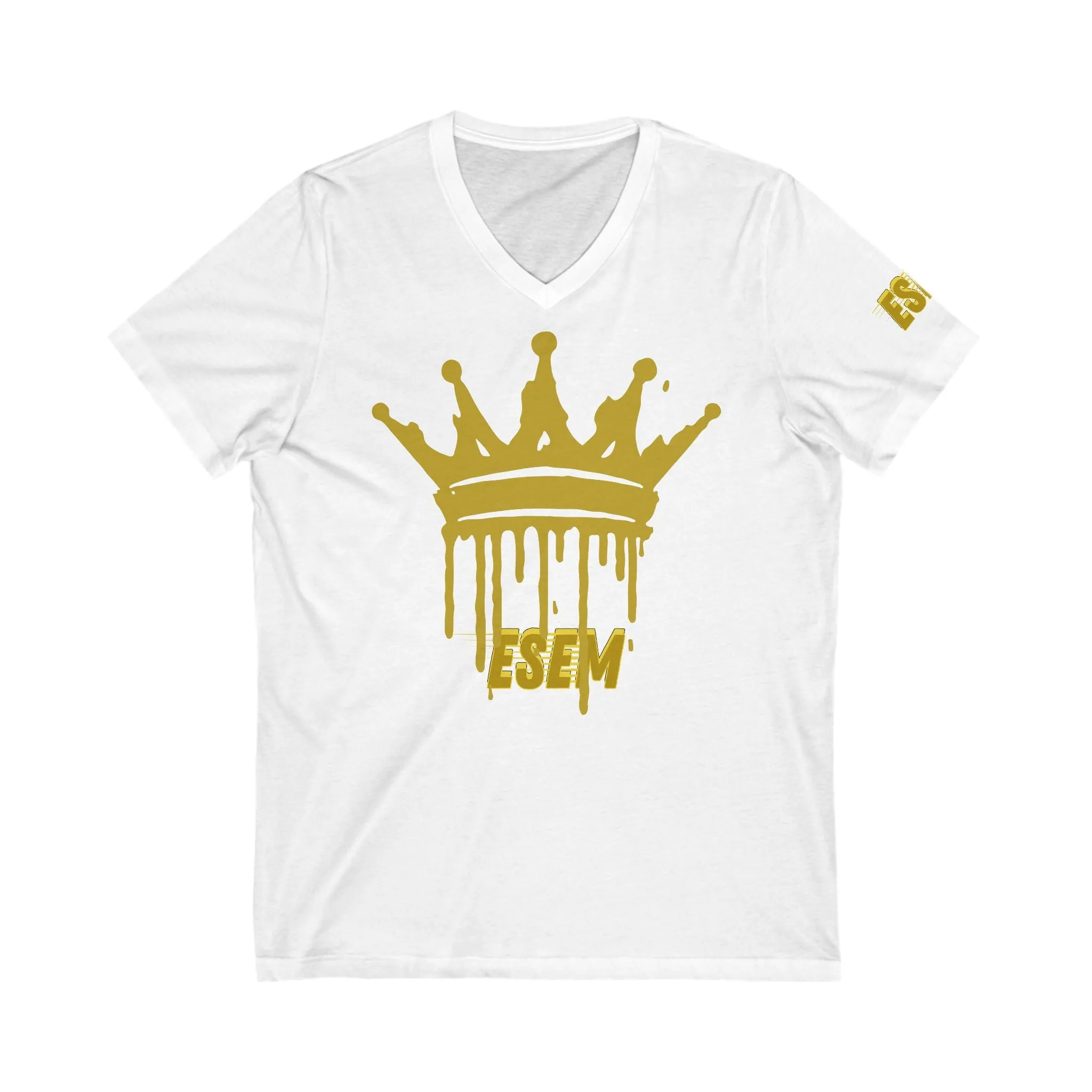 Crown Gold (ESEM) - Unisex Jersey Short Sleeve V-Neck Tee