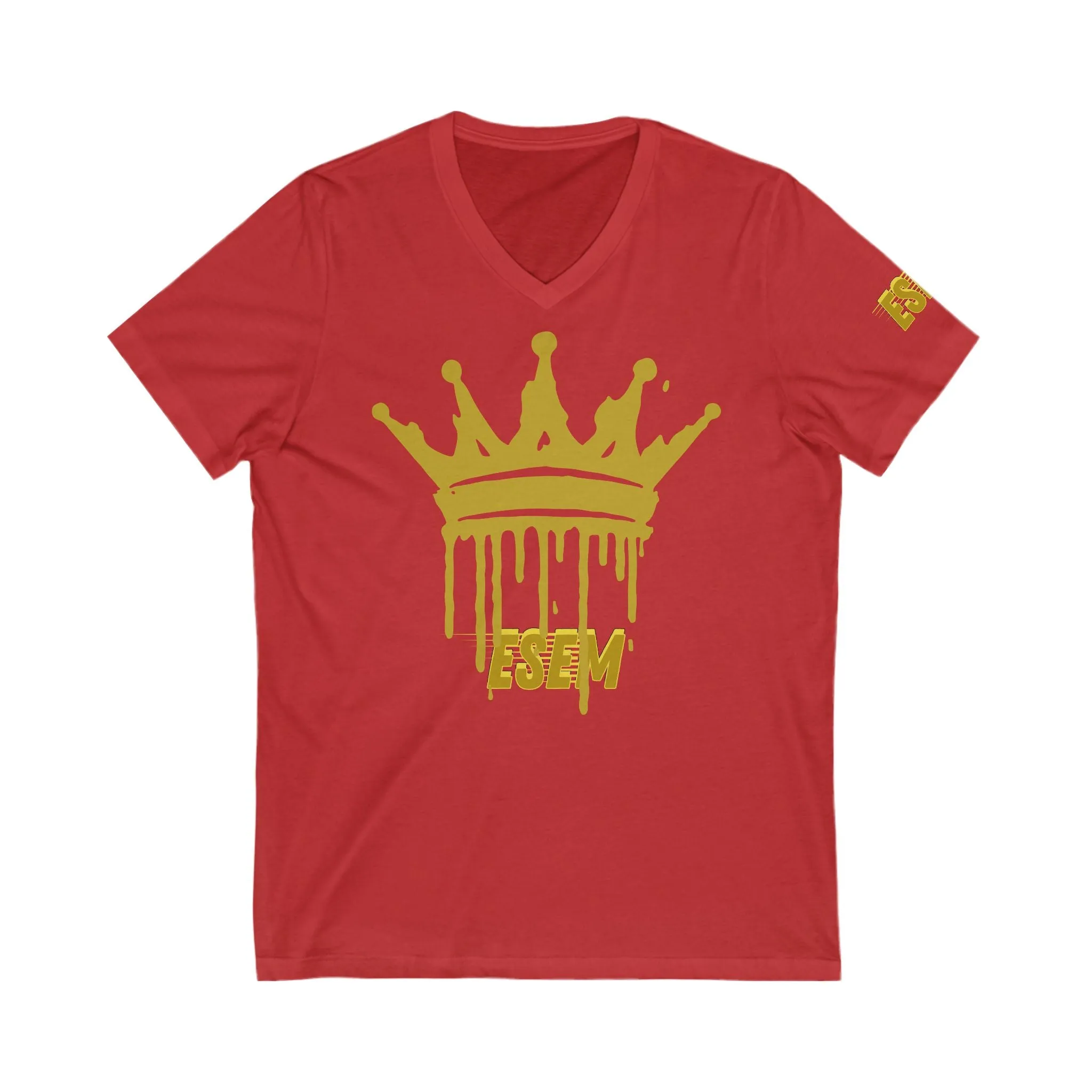 Crown Gold (ESEM) - Unisex Jersey Short Sleeve V-Neck Tee