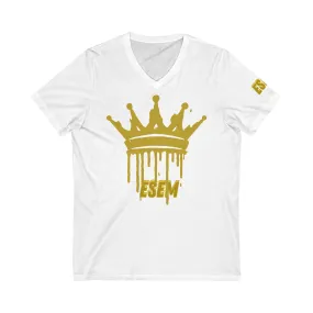 Crown Gold (ESEM) - Unisex Jersey Short Sleeve V-Neck Tee