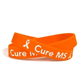 Cure MS Orange Rubber Bracelet Wristband White Letters- Adult 8"