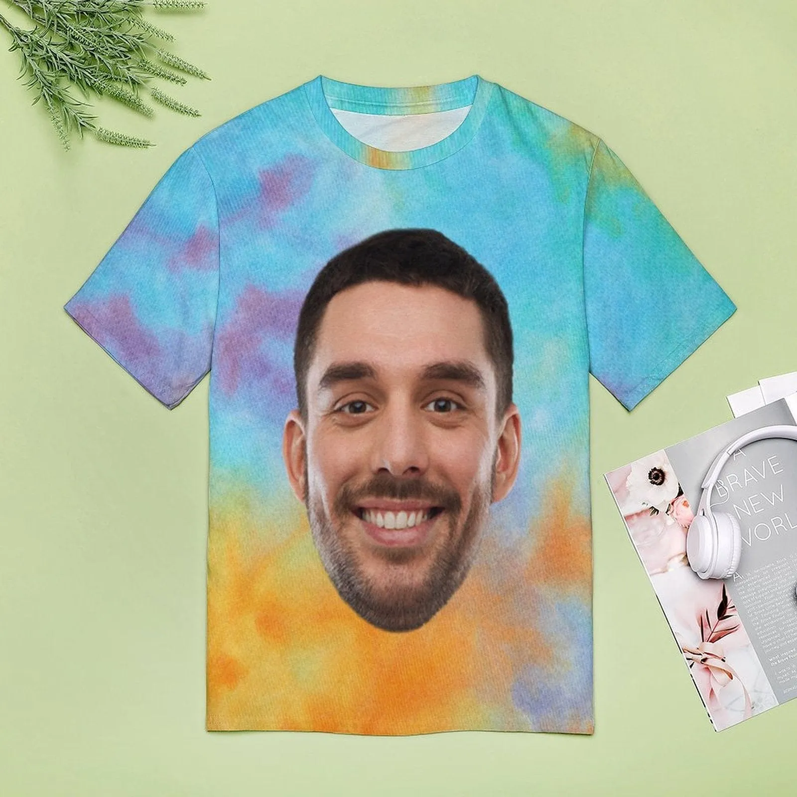 Custom Big Face Tie Dye Classic Women's T-shirt Personalized Women's All Over Print T-shirt