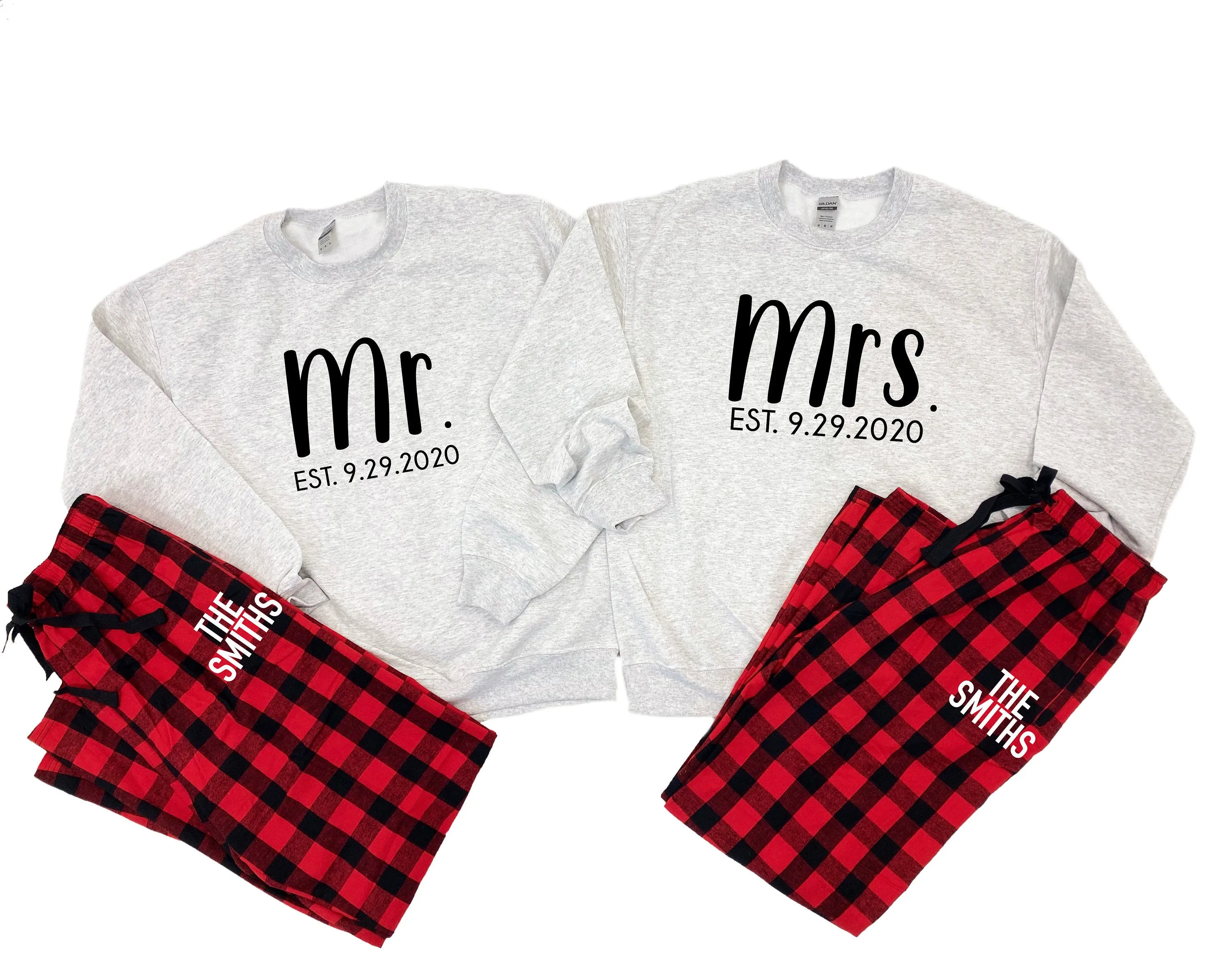 Custom Christmas Mr and Mrs Couple Pajamas
