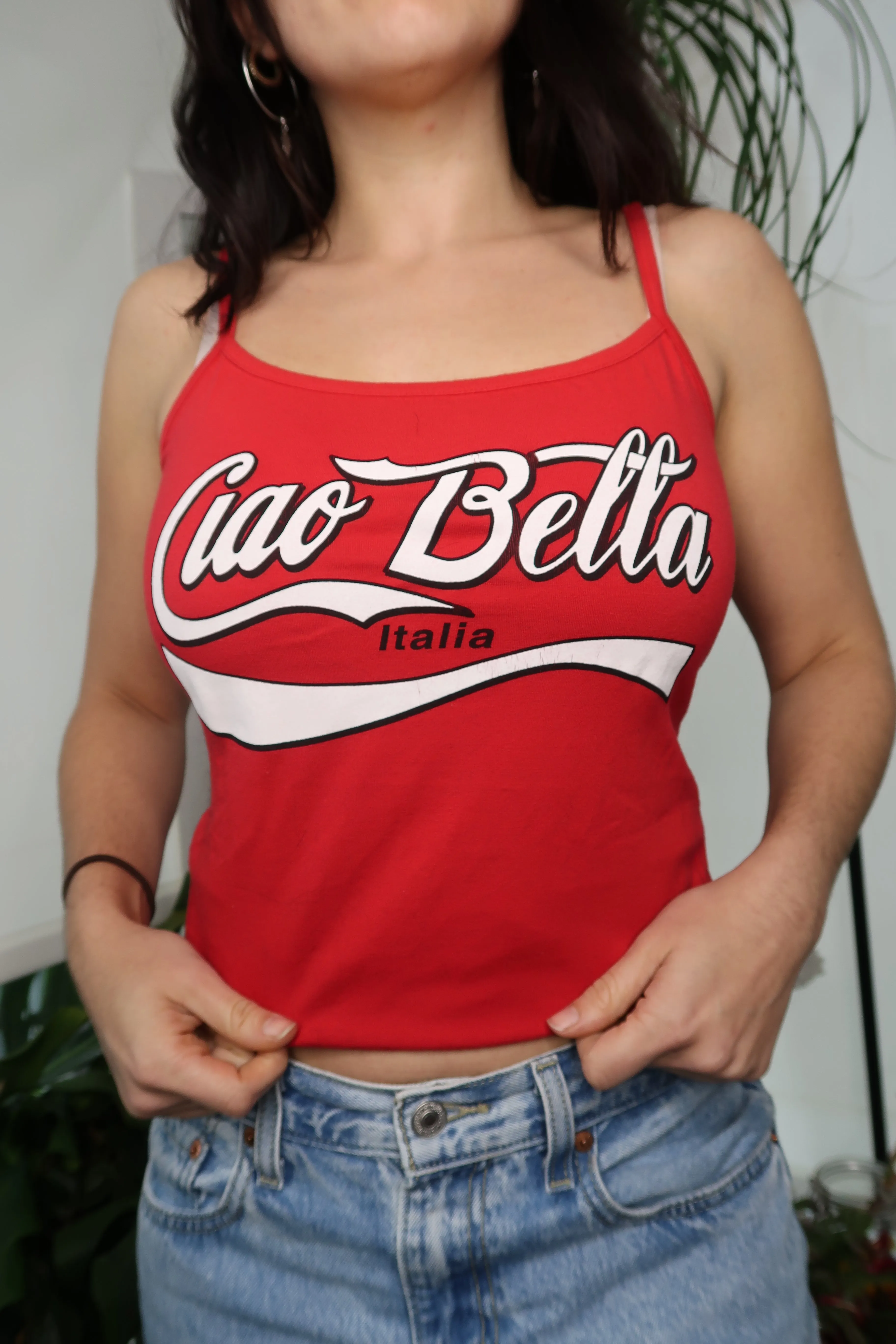 Deadstock Cherry Red Ciao Bella Graphic Tank Top