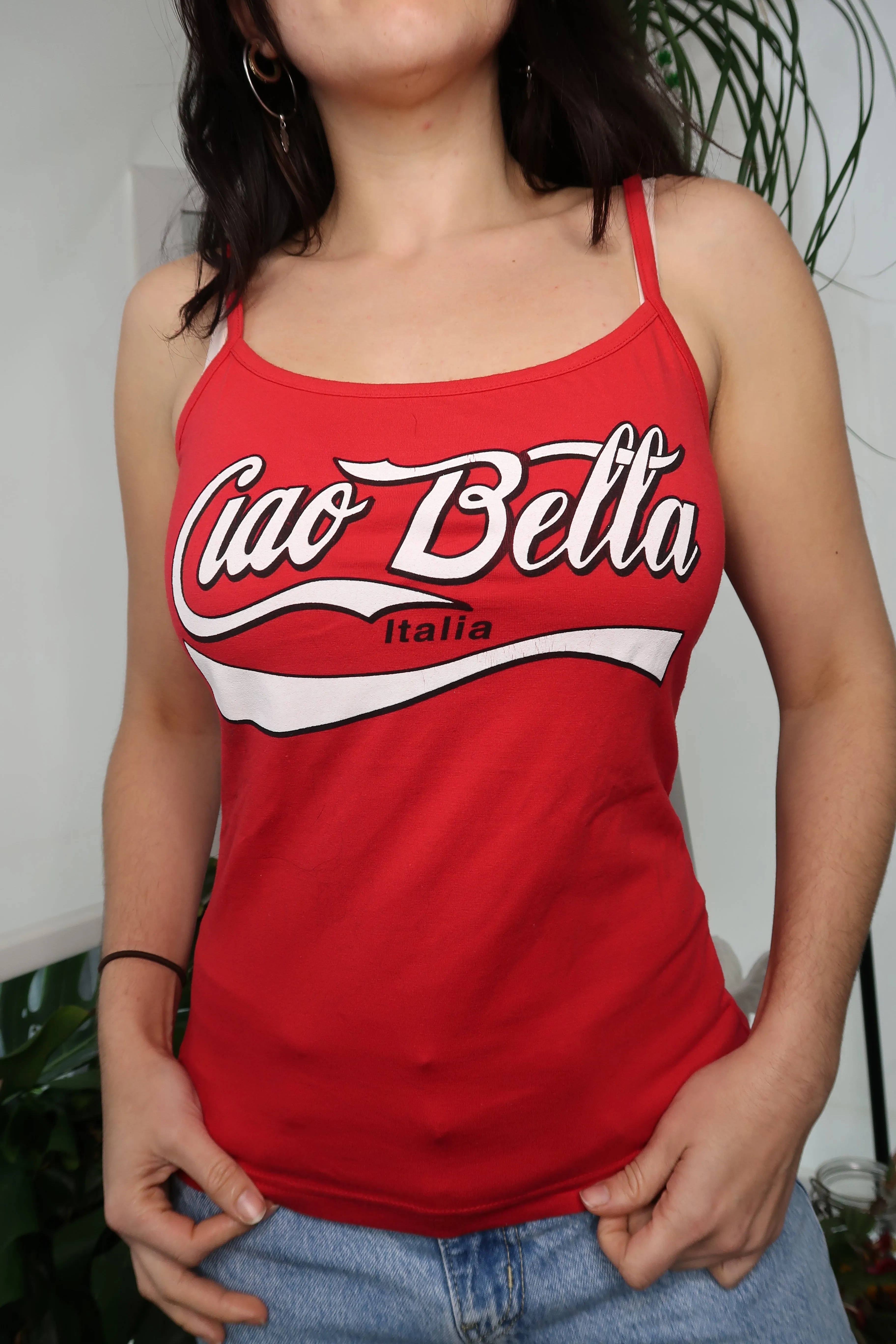 Deadstock Cherry Red Ciao Bella Graphic Tank Top