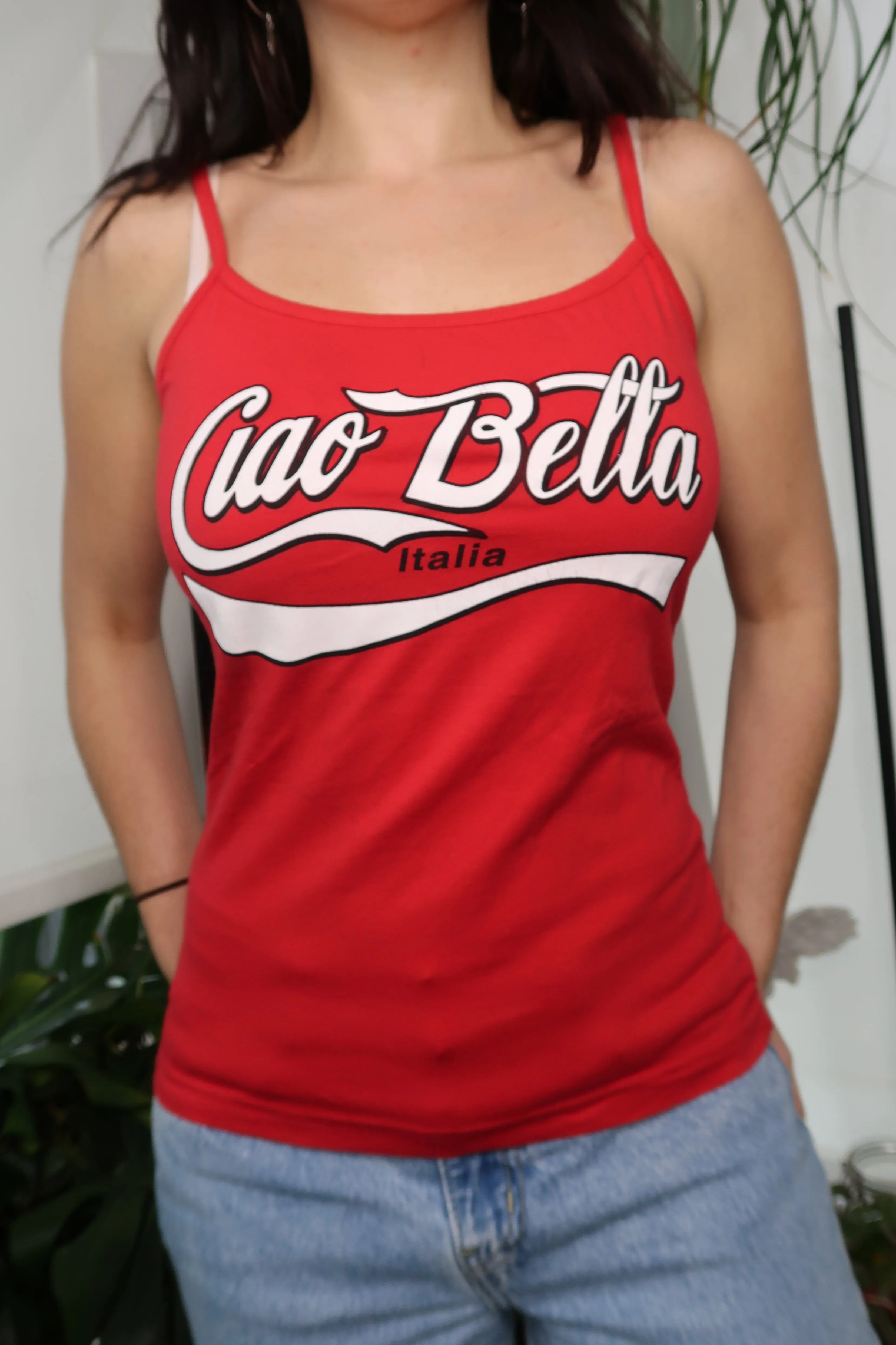 Deadstock Cherry Red Ciao Bella Graphic Tank Top