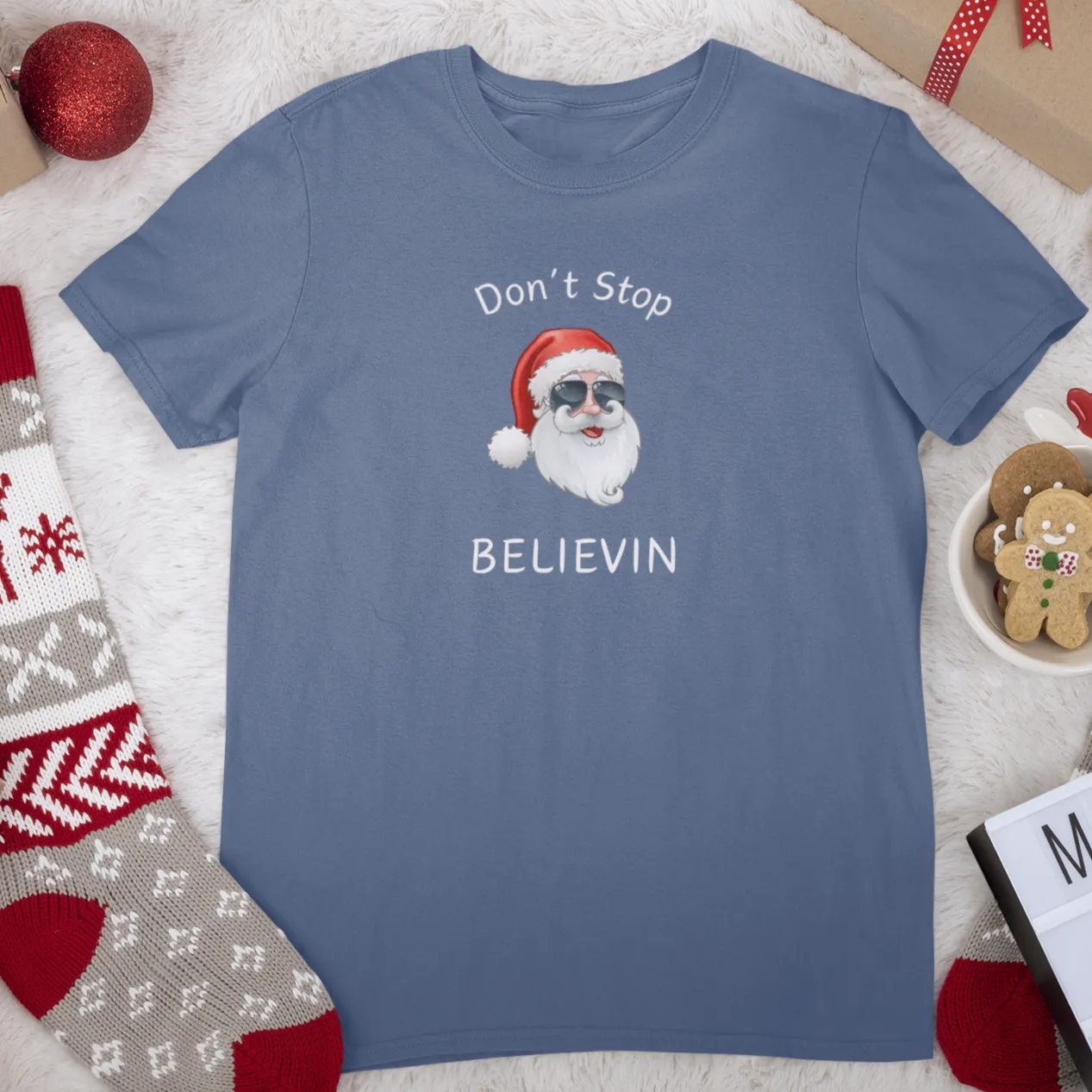 Don't Stop Believin Christmas Shirt, Christmas T-shirt, Christmas Family Shirt,Believe Shirt,Christmas Gift, Holiday Gift.Christmas Shirt