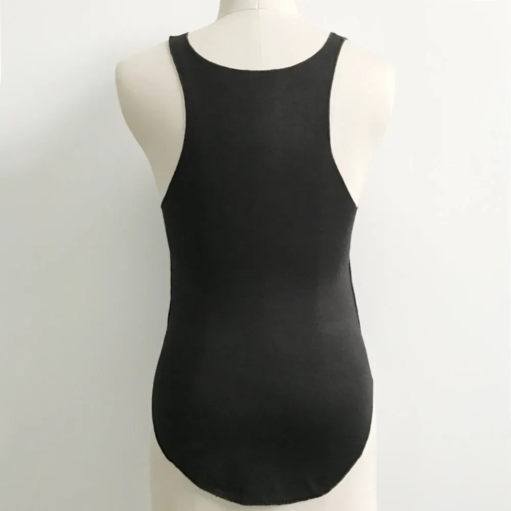 Embroidery Deep V-neck Straps Tank Top