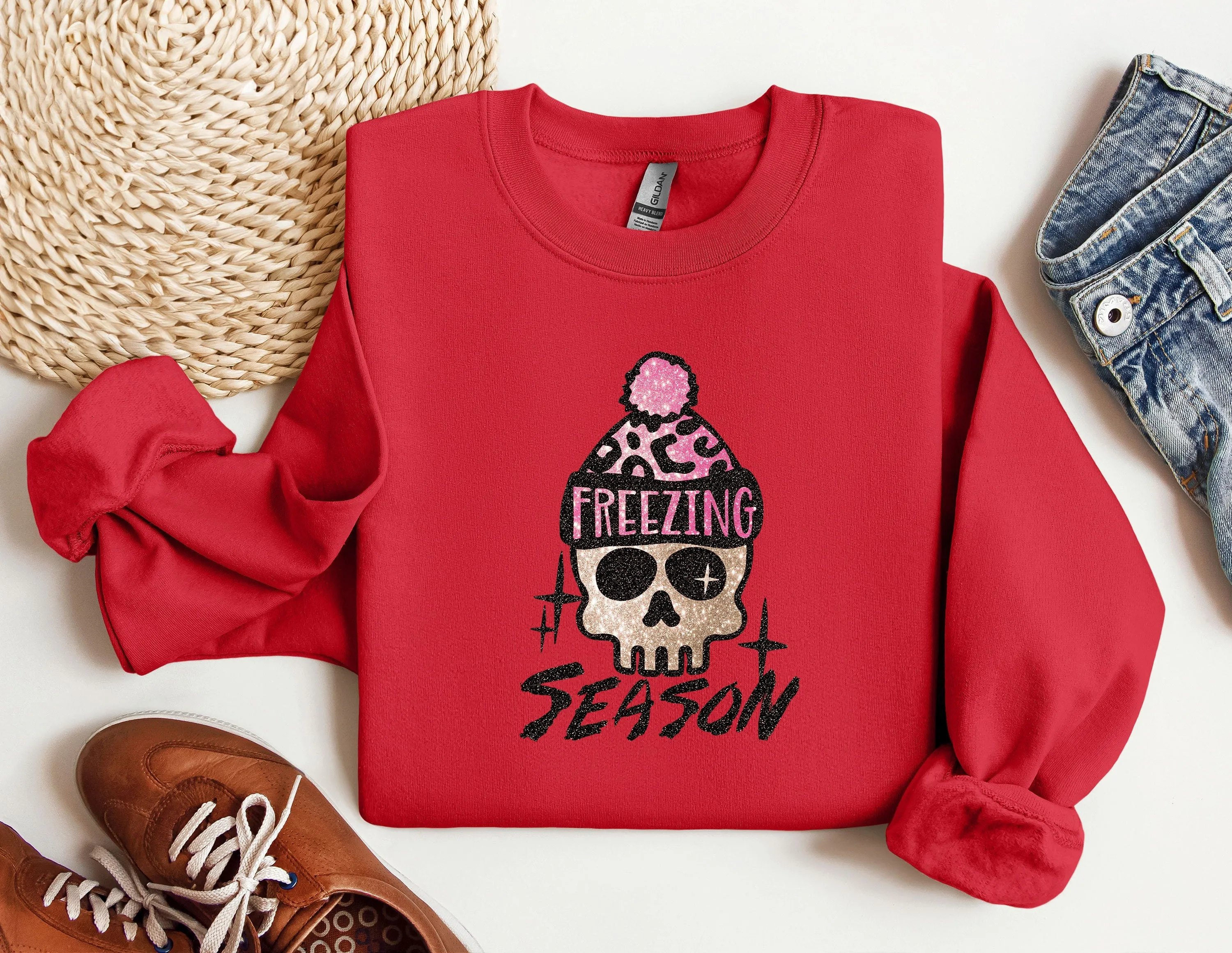 Freezing Season Christmas Sweatshirt, Freezing Winter Sweatshirt, Mom Sweatshirt, Women's Sweatshirts, Unisex crewneck, Xmas Gift for her
