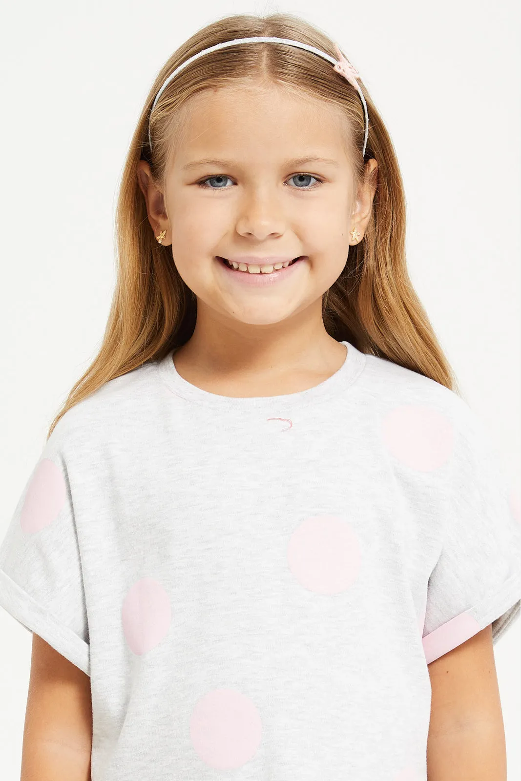 Girls Grey Printed Boxy T-Shirt