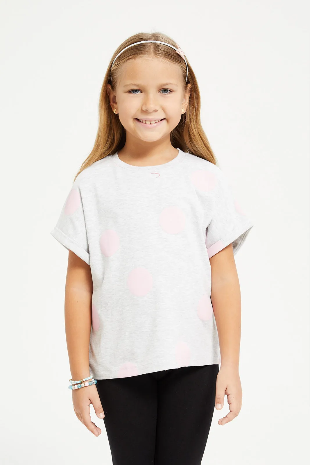 Girls Grey Printed Boxy T-Shirt