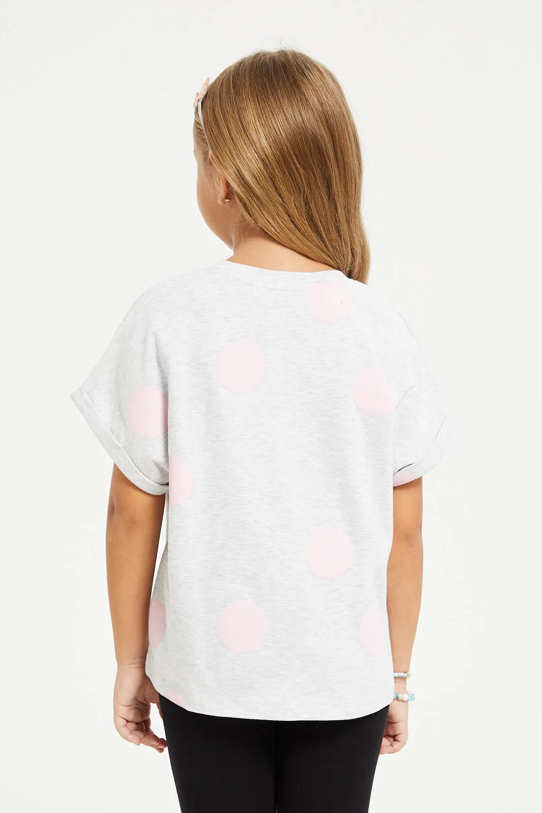 Girls Grey Printed Boxy T-Shirt