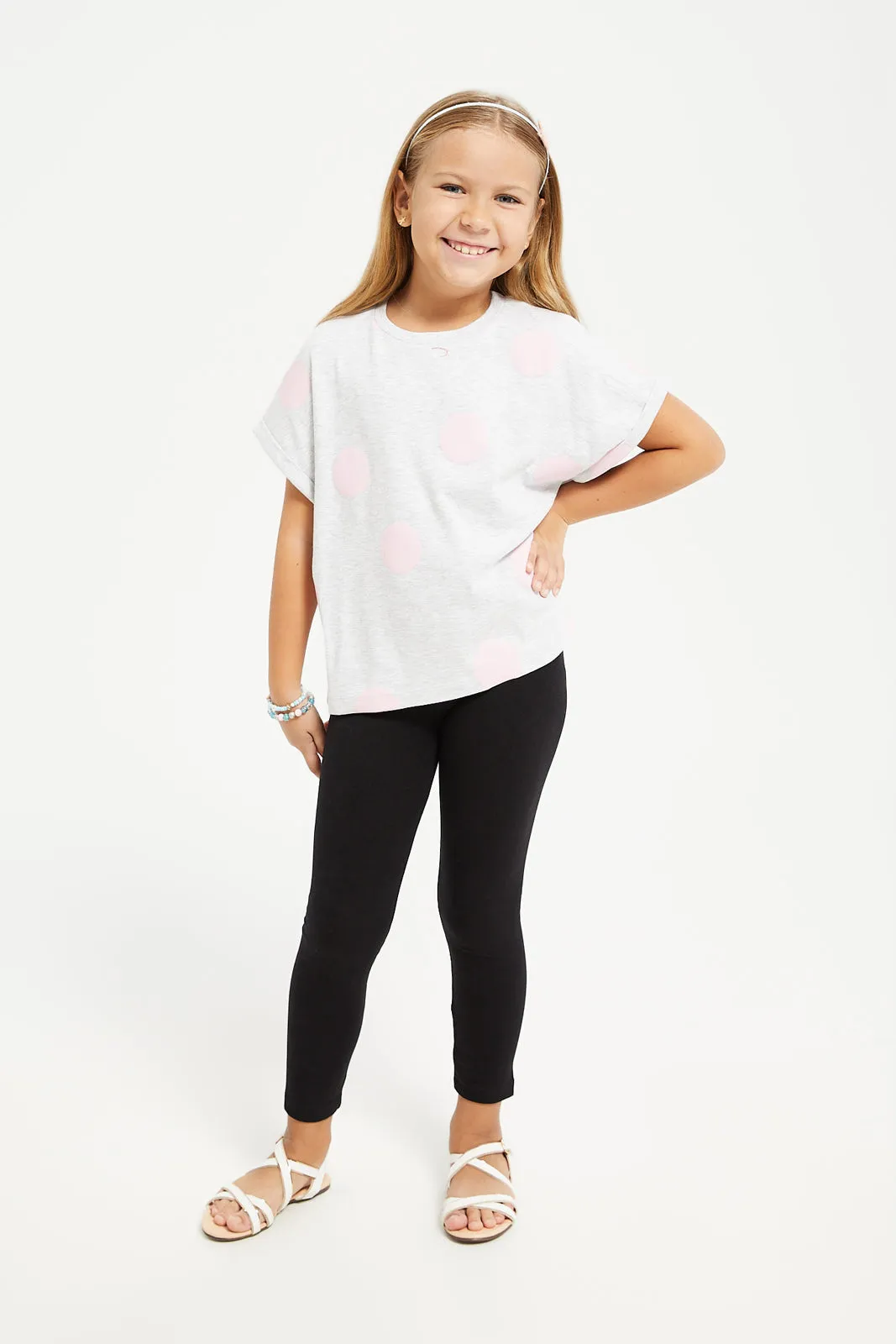 Girls Grey Printed Boxy T-Shirt